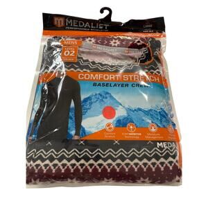 Medalist Men’s Level 2 Baselayer Crew Top Large Fair Isle Comfort Stretch